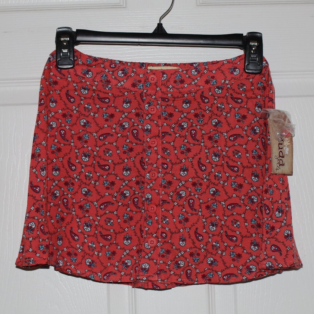 Mudd Pink Floral Button Mini Skirt